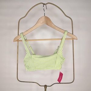 Target swimsuit top, green and white seersucker pattern, square neck